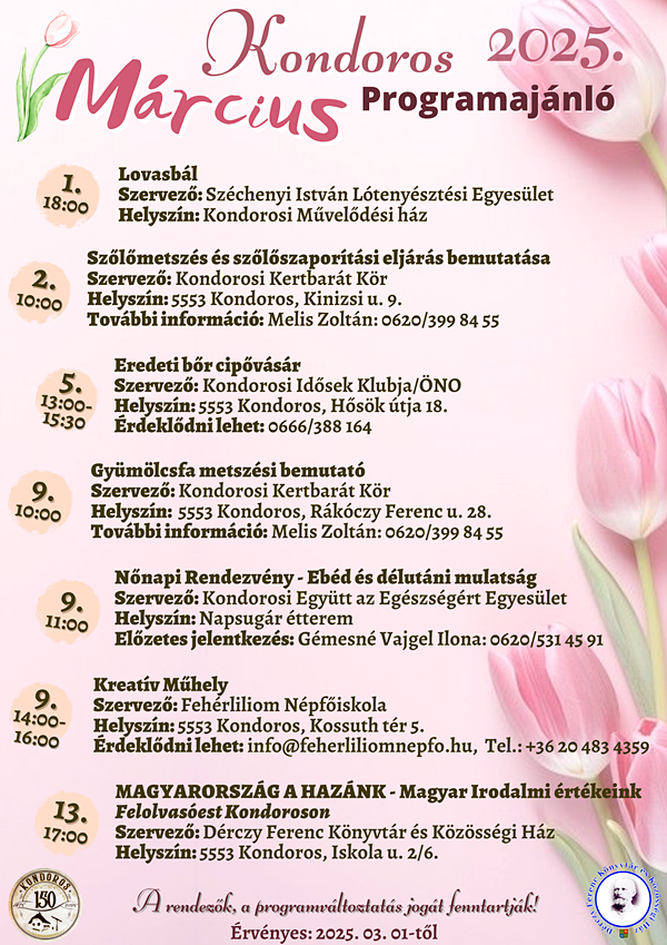 Márciusi programajánló